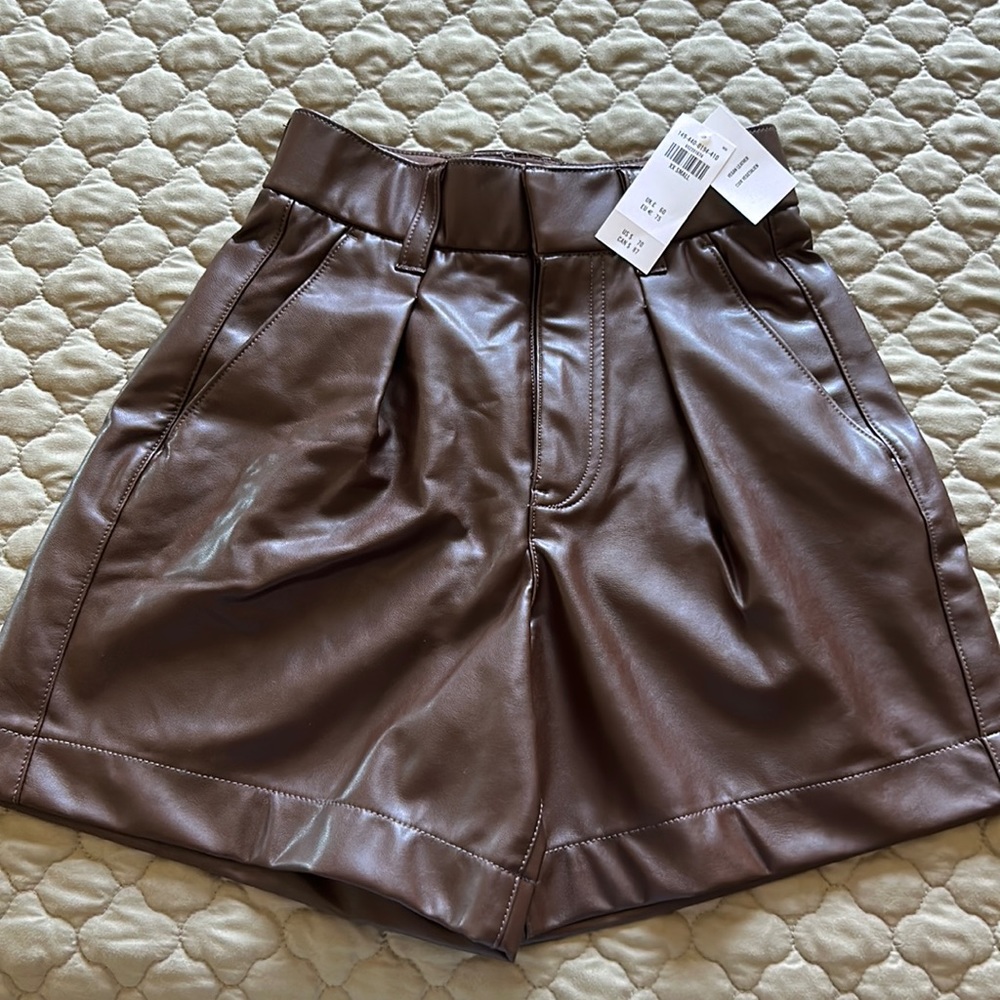 6 Inch Vegan Leather Tailored Shorts